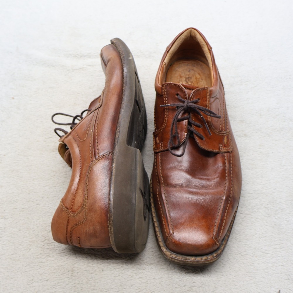 ECCO Mens 11 Oxford Shoes Brown Leather Square Toe Lace Up Classic Derby EU44